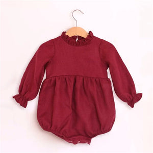 Red Frills long sleeve playsuit